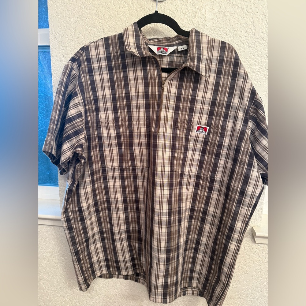 Work Wear & Utility Shirt Ben Davis Shirt Sleeve Plaid 1/2 Zipper closure. - Picture 3 of 17